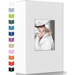 Photo Album 4x6 360 Photos, Large Capacity Linen Cover with Front Window, 4 x 6 Picture Album, 360 Photos 4x6 Photo Album Book for Wedding Kids Travel Family Baby Pictures (White) 2PCS