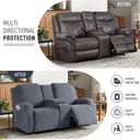 KinCam Loveseat Recliner Covers with Middle Console Slipcover, Recliner Sofa Covers 2 Seat Couch Cover Stripe Jacquard Furniture Protector Covers with Elastic Bottom for Kids, Pets (Dark Gray)