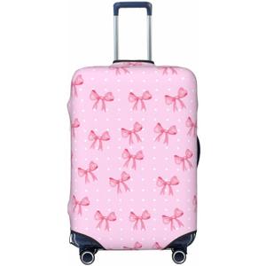 Travel Luggage Cover Pink Bow Dot, High Elasticity Washable Travel Baggage Protector Case Fits 26-28 in