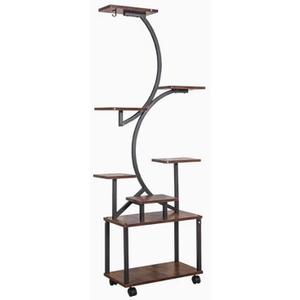 8-Tier Indoor Plant Stand with Adjustable Grow Lights, 61in Tall Metal Frame Plant Shelf, Corner Plant Shelf for Multiple Potted Plants, Large Space-Saving Plant Rack for Patio(No Light)