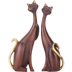 2 pcs Oil Painting Resin cat Art Decorative Sculptures, Home Office, Home, Hotel Bookshelf Desktop Decoration (4.7IN * 2.3IN * 9.7IN)