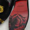 Men's Loafers Velvet Gold Buckle Fashion Handmade Party Wedding Prom Shoes (9, Black), 42