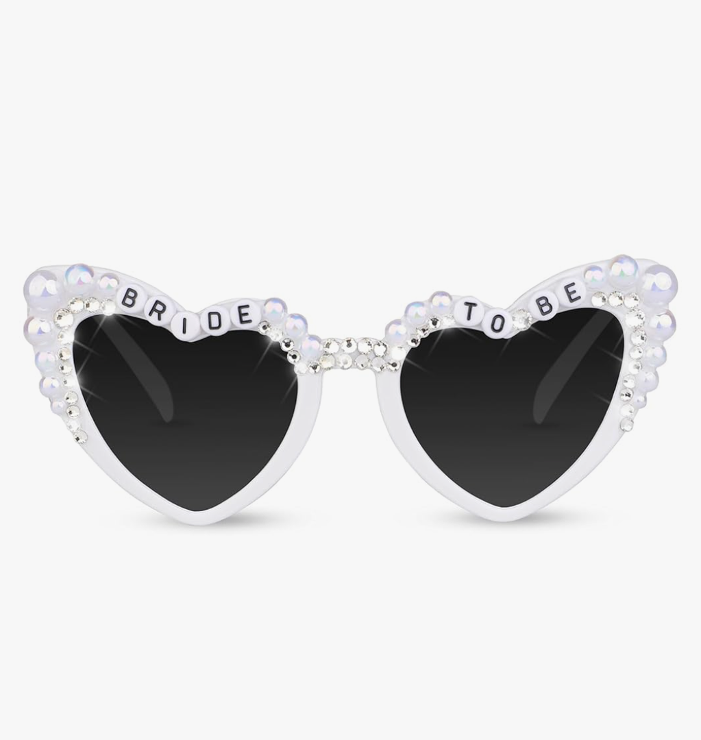 Bride Sunglasses for Bachelorette White Heart Glasses for Bride to Be Gift, Bachelorette Accessories Party Favors