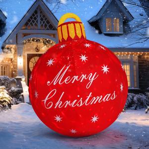 4FT Giant Merry Christmas Inflatables Outdoor Decorations Blow Up Cute Christmas Decor Built-in LED Xmas Yard Outside Indoor Party Lawn Garden Porch Lawn Holiday(4FT Merry Christmas Ball)