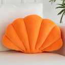 Shell Pillow, Shell Shaped Decorative Throw Pillows with Velet for Couch Bed, Cute Seashell Beachy Room Decor Aesthetic Throw Pillows for Bedroom Living Room (13 Inches, Orange)