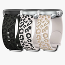 3 Pack Leopard Engraved Bands Compatible with Samsung Galaxy Watch 8 40mm/44mm/Classic 46mm 2025, Breathable Soft Silicone Waterproof Replacement Straps Wristbands for Galaxy Watch8/Classic