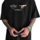 Men's Graphic Tee Shirt Crew Neck Short Sleeve Summer Tshirt Top Streetwear Vacation Clothes (Black, L)