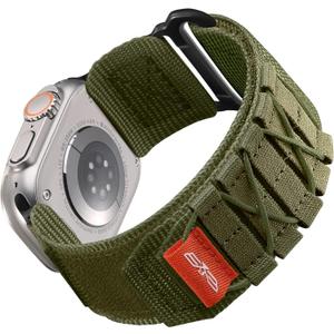 Bandletic Nylon Band Compatible with Apple Watch Ultra 3/Ultra 2 Bands for Men 49mm 46mm 45mm 44mm 42mm(Series 3), Rugged Tactical Sport Loop for iWatch Series 11 10 9 8 7 6 5 4 SE 3 2 1, L-Army Green