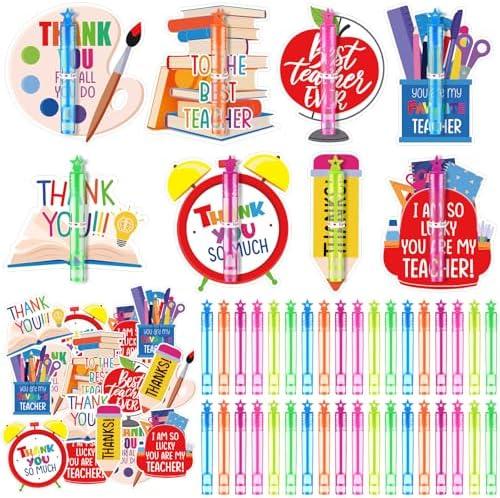 Leitee 32 Sets Back to School Gift for Students 32 Bubble Wands Bulk with Mini Teacher Appreciation Cards Welcome Back to School Gifts for Kids Classroom, Set of 2