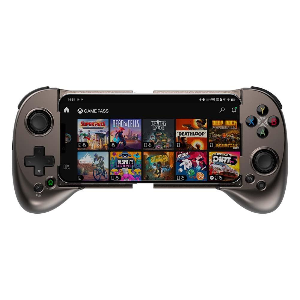 ShanWan Mobile Game Controller for iphone/Android with PHONE CASE Support, Bluetooth Wireless Gamepad - PS Remote Play, Xbox Cloud, Steam Link, GeForce NOW, MFi Arcade Games-Long Battery Life (Metallic brown)