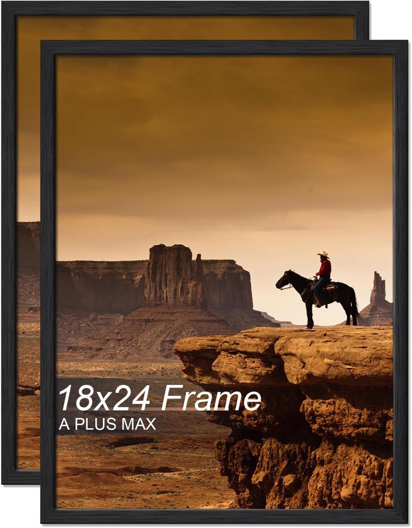 A PLUS MAX 18x24 Picture Frame Set of 2 Black Light Weight Wall Mount