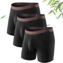 DAVID ARCHY Mens Underwear Wicking-Moisture Cooling Rayon Made From Bamboo Boxer Briefs with Support Pouch Fly 4 or 7 Pack (Large, Black - 6.5" in 3 Pack No Fly)