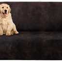 molasofa Oversized Loveseat Cover for Home Dcor, Soft Leather-Like Spandex Love seat Cover, Non-Slip 1-Piece Couch Cover for Dogs, Cats, and Kids (Oversized Loveseat,02 Chocolate)