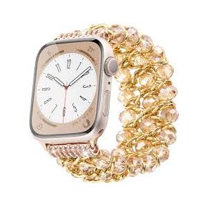 Glitter Beaded Bracelet Compatible for Apple Watch Women Clear 38mm 40mm 41mm 42mm 44mm 45mm 49mm Band,Fohuas Crystal Pearl Bangle for iWatch Ultra Series SE 9 8 7 6 5 4 3 2 1 Metal Pink Elastic Jewelry Strap for iphone watch Starlight Silver Black G