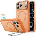 ESR for iPhone 17 Pro Max Case with Stash Stand, Camera Control Cover Compatible with MagSafe, Military-Grade Drop Protection Magnetic Phone Case, Scratch-Resistant Back Cover,Frosted Orange