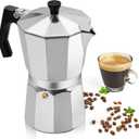Aluminum 9 Cup 450ml Moka Pot Express Coffee Maker Stovetop Espresso Percolator Coffeemaker Italian Classic Style Brewing Greca Cafe Mocha Machine for Cafeteras Lover Camping Travel and Home Use 15oz
