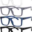 Eyekepper 4-pack Oversized Reading Glasses Square Large Frame Readers for Men and Women +1.50