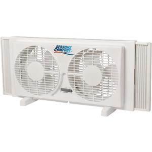 Seasons Comfort Twin Window Fan, Reversible Airflow Control, 9 Inch, 2 Speeds, Expandable, Exhaust, Dual Fan - Ideal for Home, Kitchen, Bedroom & Office, 11.5" H x 22.5" W x 6" D
