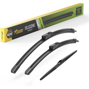 Raidbee Silicone Windshield Wiper blades 3 pack Replacement for MAZDA CX5 CX9 CX-5 CX-9 2023 2022 2021 2020 2019 2018 2017 All-Season Silicone Windshield Wipers 24" 18" 14"