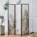 Furnnylane 3 Panel Room Divider Screen,Double Faced Room Divider Folding Wall Divider for Room Separation,Mountains and Waters Landscape,67" H x 47.2" W