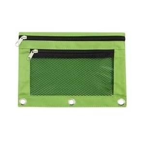 ASBEFORE Pencil Pouch for 3 Ring Binder - 3 Hole Zipper Pen Case Bag Holder Bulk Accessories Clear Window Aesthetic Organizer Pockets (Grass Green, 1)