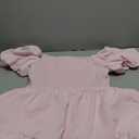PRETTYGARDEN Women's Casual Summer Midi Dress Puffy Short Sleeve Square Neck Smocked Tiered Ruffle Dresses (Pink, Medium)