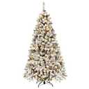 6-ft Pre-lit Flocked White Artificial Christmas Tree with White LED Lights