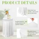 Tegeme 3 Packs 32 x 43 Inch Round Spandex Cocktail Tablecloths with Skirt Cocktail Round Table Cover Spandex Stretch Tablecloth for Fitted High Top Table Bar Wedding Party Banquet (White)