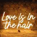SYLHOME Love Is In The Hair Led Neon Light Sign Barber Shop Beauty Hair Salon Makeup Studio Bedroom Wall Decor Sign Hairdresser Business Bar Christmas USB 15.75"X8.8" Warm