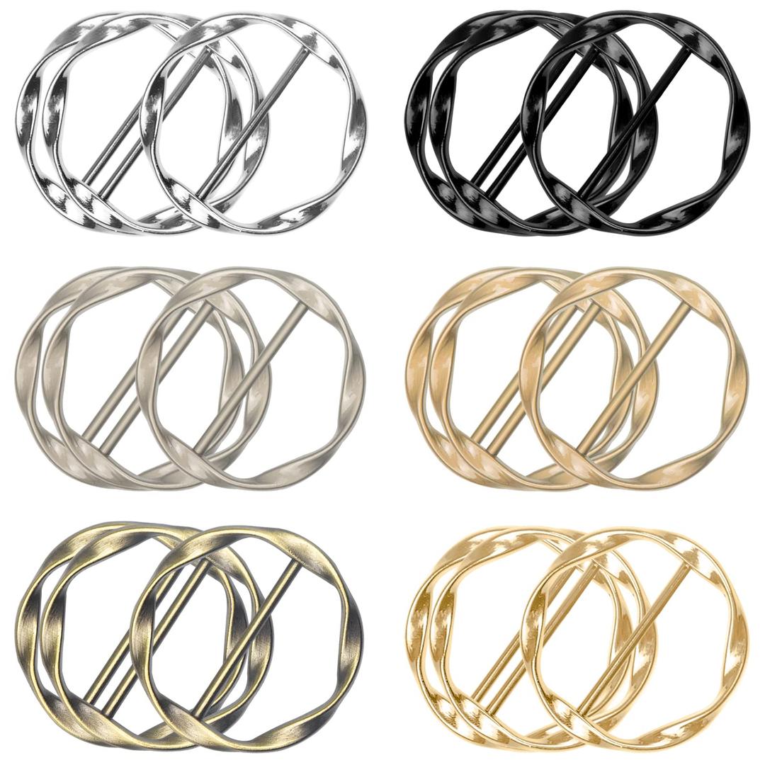 18Pcs Shirt Ties Clips for Women Silk Scarf Ring Clip T-Shirt Buckle Ring Clip Metal Round Circle Clip Clothes Clip Rings Buckle Clip for Hat, Belt,Scarves,T-Shirt (6-Colors)
