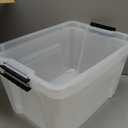 IRIS USA 32 Qt Stackable Plastic Storage Bins with Lids, 4 Pack - BPA-Free, Made in USA - See-Through Organizing Solution, Latches, Durable Nestable Containers, Secure Pull Handle - Clear