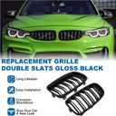 F30 Black Kidney Grille - Double Slats, Compatible with 2012-2018 BMW 3 Series F30 F31