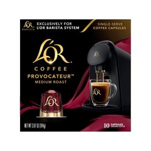 L'OR Coffee Pods, 10 Count Provocateur Medium Roast Blend, Single-Serve Aluminum Coffee Capsules Compatible with the L'OR BARISTA System, 10 count (Pack of 1), Best By: 04/11/2027