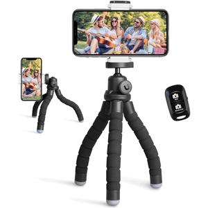 Ubeesize Phone Tripod, Portable and Flexible Tripods with Wireless Remote and Clip, Cell Phone Tripode Stand for Video Recording (Black)
