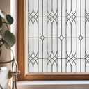 ADD.HERES Window Privacy Film, Stained Glass Decorative Static Cling, Removable Sun Blocking Vinyl Covering,Window Film for Home Kitchen Living Room, Dusseldorf, 29.5" x 78.7"