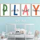 4Pcs Kids Playroom Wall Art Childrens Playroom Canvas Posters Prints Boy Kids Room Let's Play Wall Decor Pictures Toddler Nursery Bedroom Artwork Decoration (Playroom, 12x16in3pcs poster)
