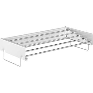 Laundry Drying Rack Collapsible, Wall Mounted, Clothes Drying Rack, 31.5" Wide, 13.2 Linear Ft, 5 Aluminum Rods, 60 lb Capacity, Laundry Racks for Drying Clothes with Wall Template (White, 39.5")