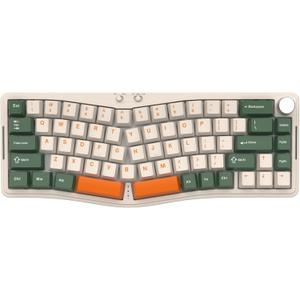 ATTACK SHARK AKS068PRO Wireless Mechanical Gaming Keyboard 65% Alice Layout Hot-swap Gasket with Wired/BT5.1/2.4Ghz RGB Backlit VIA Programmable Knob 3000mAh Battery Sea Salt Switch for Win/Mac(Green)