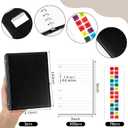 Engrowtic 3 Set Mini 6 Ring Binder 3 x 5 Inch 300 Paper Refill 78 Alphabet Dividers Small Index Tabs 3 Black PU Leather Binder Professional Ring Planner Notebook Kit(Lined)