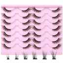 Newcally Half Lashes Mink Natural Cat Eye Wispy False Eyelashes 3D Volume Strip Fake Eyelashes Accent Corner 3/4 Eye Lashes DIY Cluster Faux Mink Half Eyelashes 14 Pairs