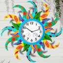 Large Sun Outdoor Clock Thermometer Combo,25'' Wall-Mounted Outdoor Clocks Waterproof Silent Non-Ticking for Home, Office, Bedroom, Living Room, Kitchen, Dining Room, Bathroom, Outdoor use
