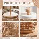 1 Pcs Natural Woven Rattan Paper Towel Holder 13.4 Inch Countertop Dispenser with Rattan Weaving Cage and Solid Wood Base, Rustic Farmhouse Kitchen Decor for Napkins and Roll Towels