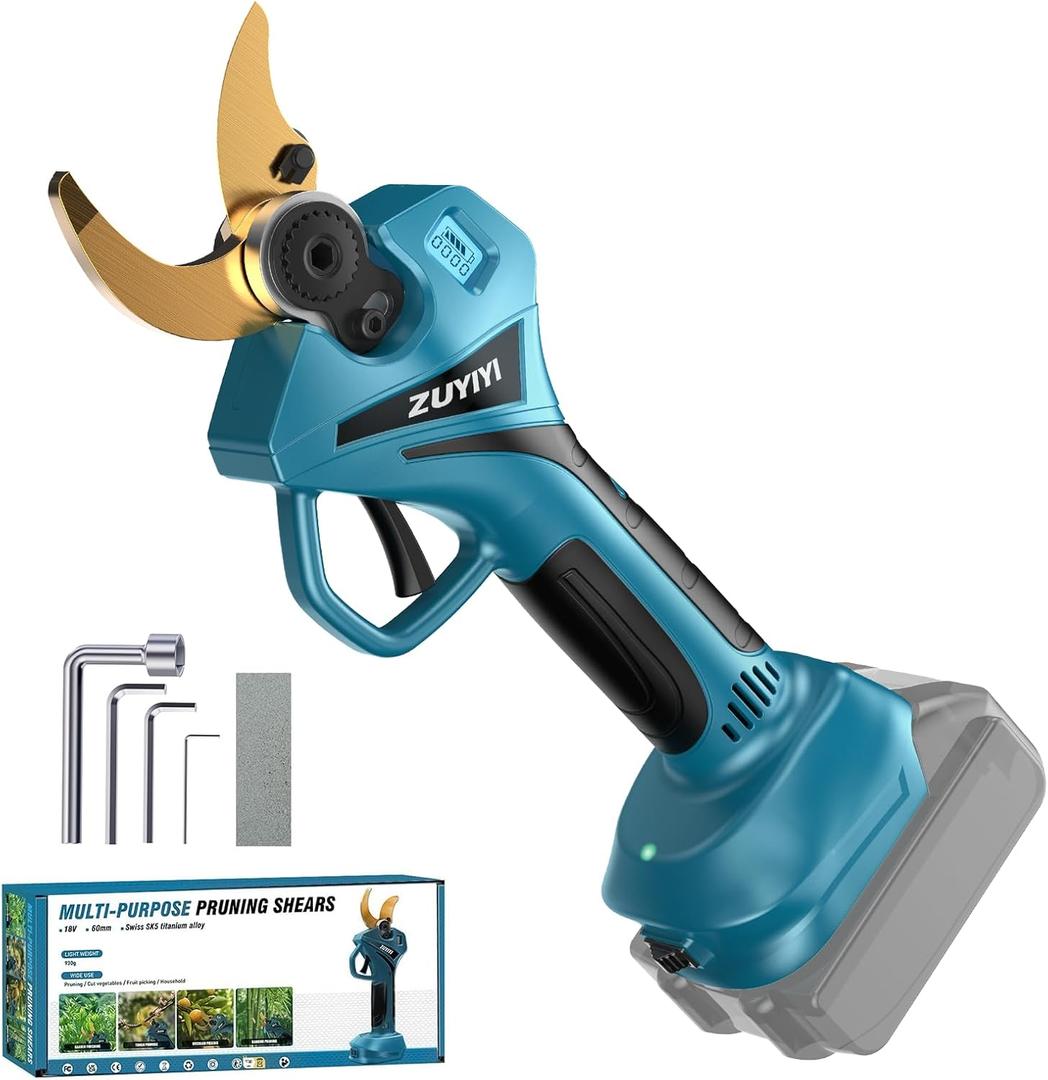 Cordless Electric Pruning Shears for Makita 18V Battery, 2.4" Cutting Brushless Electric Pruner, Tree Branch Cutter for Tree & Flower Trimming w/LED Display, 2 Levels Adjustable (Bare Tool)