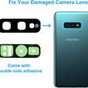EMiEN 2 Pack Rear Back Camera Lens Glass Replacement for Samsung Galaxy S10e G970 (All Carriers) 5.8 Inch with Adhesive Sticker, Anti-Static Tweezers, Precision Knife Repair Tool Kit