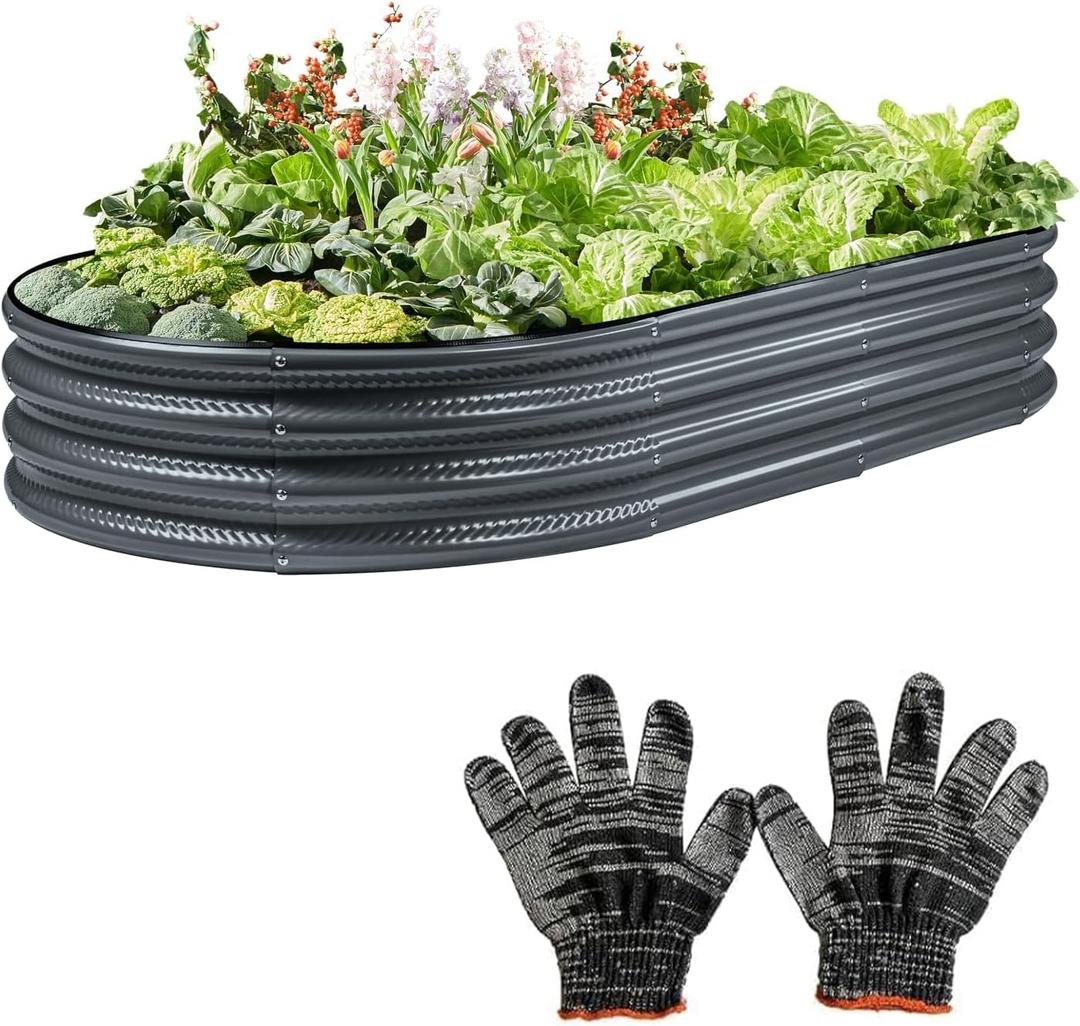 841 ft Large Grey Raised Garden Bed for Outdoor, Easy Assembly & Rust-Resistant Galvanized Planter Box for Vegetables, Flowers & Herbs (Gray)