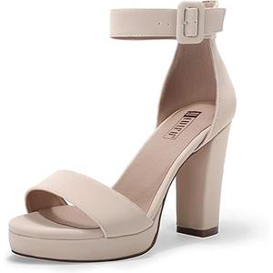 IDIFU Women's IN4 Sabrina Platform Chunky High Heels Ankle Strap Heeled Sandals Wedding Party Dress Shoes 6.5