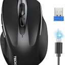 TECKNET Wireless Mouse Rechargeable, 2.4G USB-A Silent Mouse, Quiet Click, 6 Adjustable 4800 DPI, Cordless Computer Mice, Ergonomic Mice for Laptop, 6 Buttons for Chromebook, Ergo Grip - Black