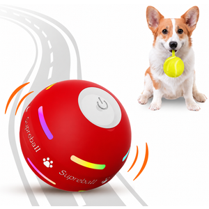 Dog Toys Dog Ball, [Newly Upgraded] Durable Motion Activated Automatic Rolling Ball Toys for/Small/Medium/Large Dogs,USB Rechargeable, Red