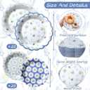 Pickmesh 100 Pcs Blue Coastal Round Paper Plates, Small plates diameter about 7 inches