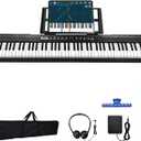 Digital Piano 88 Key with Semi-Weighted Keys, 88 Key Keyboard Piano for Beginner, with Power Adapter, Sustain Pedal, Bluetooth, MIDI, for at Home/Stage (Black)